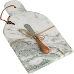 Creative Co-op Marble And Wood Cutting Board With Knife, Natural Green. Fixed Price $37.95.