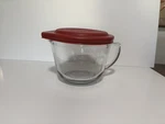 Anchor Hocking 2 Qt 8 Cup Glass Batter Mixing Bowl W/ Red Lid. Fixed Price $18.99.