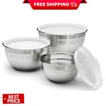 Cuisinart Metal Mixing Bowls With Lids Stackable Durable Kitchen Prep Set. Fixed Price $62.99.