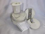 Oster Kitchen Center Slicer Attachment Chute Lid Pusher + 3 Blades - Works Great. Fixed Price $34.99.