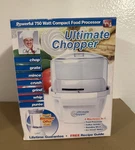New In Box Ultimate Chopper CH-1 Food Processor 600 Watts 750 Mx Power Vtg. Fixed Price $65.00.