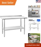 Hally 24X48'' Polished Stainless Steel Table - Perfect For Home And Restaurants. Fixed Price $359.99.