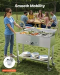 Commercial Propane Steam Table Gas Outdoor Food Warmer 5 W/ Wheels. Fixed Price $401.99.