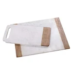 Creative Home Natural White Marble Mango Wood Board Set, 18" X 9" Handled. Fixed Price $131.99.