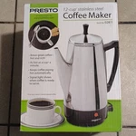 Presto 02811 12-CUP Stainless Steel Coffee Maker For Ground Filter. Fixed Price $84.99.