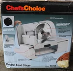 Chefs Choice 609A Electric Food Slicer With Extra New Blade, Barely Used. Fixed Price $60.00.